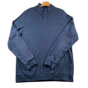 Ashworth Mens‎ Pullover Sweater Dark Blue Mock Neck Elbow Patches Size L